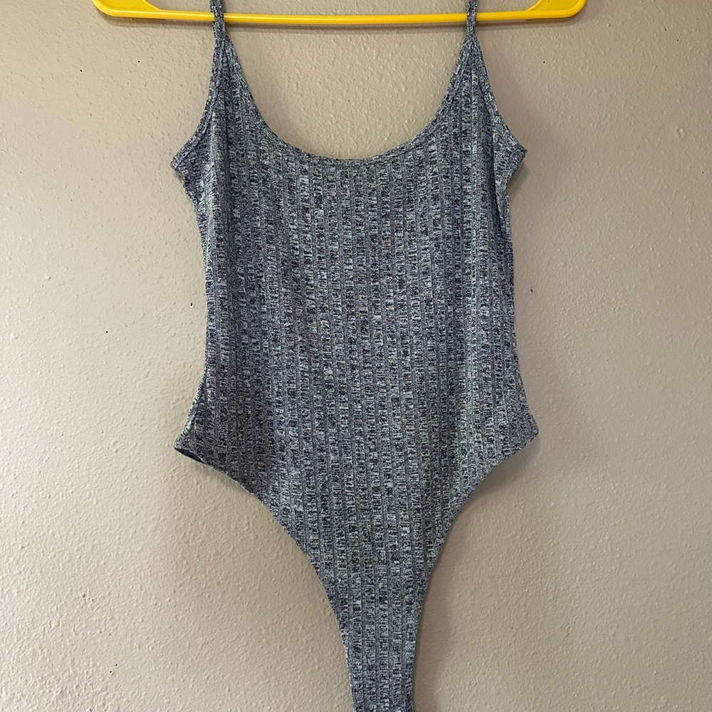 Gray Ribbed Bodysuit